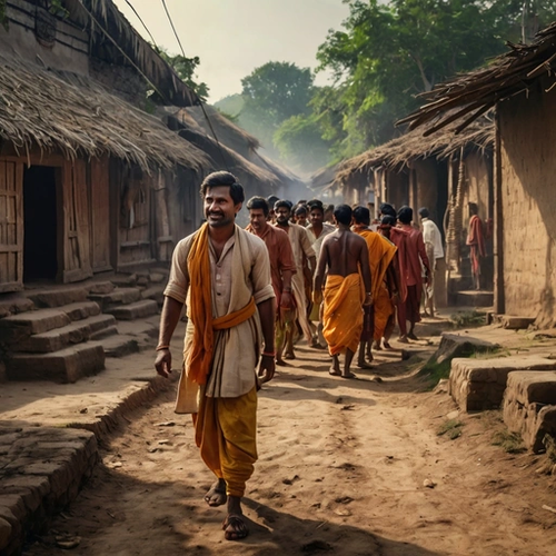 person through village